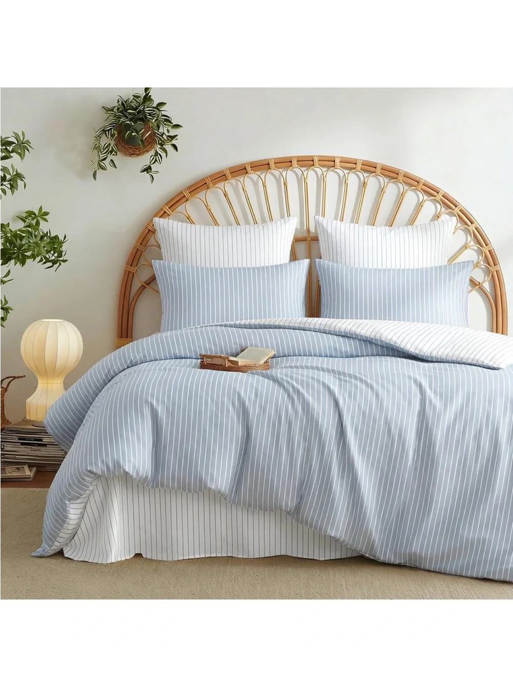 NEW Duvet Cover for 100% Cotton Bedding Set 3 Pieces Blue/White Stripe